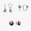 후프 Huggie Hoop Huggie Deep Blue Pansy Flower Butterfly Earrings 2022 Spring Gift Sterling Silver Jewel For Woman Party Jewelryhoop Odet22