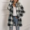 Cappotto da donna con motivo a quadri Cappotto da donna in lana a quadri Giacche alla moda Cappotto con risvolto soprabito Cappotto di lana streetwear