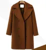 Elegante casaco de longa damas de trespassado de peito duplo 2021 Winter Women Wool Coats Casual Efeitos casuais Jaquetas de lã sobretudo T220714