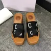 Frauen Designer Sandalen Woody Espadrille Plattform Wedge Mules Leinwand rutschen Slipper Tanga Slingback Quadrat Zehen Schuhe Größe 35-42