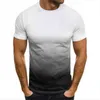 Summer thin section loose hundred short-sleeved men fashion gradient series of teenagers printed round neck T-shirt Y220606