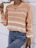 Senecinet Casual Knit Pullover Женщины Осень зимняя мода с длинным рукавом топ нежный твердый o Nece Ladies Lake Stripe Sweater 220817