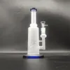 9.8 Inches Blue Matte Glass Bong Hookah Smoking Water Pipe Bongs Heady Pipes Size 14mm Joint Bowl