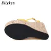 Eilyken bout ouvert bride à la cheville plate-forme sandales compensées Super haute couverture talon gladiateur dames chaussures boucle été 220326