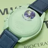 Moonswatch Plastic Timing quartz Movement Mens Watch SO33G100 Mission to Earth 42mm Green Blue Dial With Box L22437