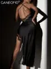 Satin Slip Midi Dres's Summer Backless Slit Party Evening Black Bodycon Lace Long Dresses Sexy Outfits for Woman 220423