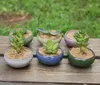 Praktisk Rund Keramik Trädgårdspanna Andningsbara Mini Planters För Hem Skrivbord Suckulenta Växter Blomkrpot Ny Ankomst