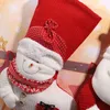 Decoración de bolsas de tejer 3D de la calcetín de la calcetín en el árbol de Navidad decoración de la decoración colgante de los rojas blancas bolsas de dulces C24355