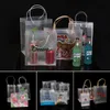 Embrulho de presente 10/30pcs saco transparente de PVC personalizado com alças claras pp pp plástico de plástico compras bebidas embalagemgiftgift