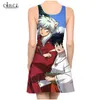 Anime Inuyasha dames tendance fête filles impression 3D sans manches Sexy robe de mode été mince plage 220617