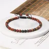 Pulsera trenzada de piedra de ágata Natural de 4mm para mujer