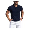 2022 d'été Couleur Unie Golf Polos T-shirt Pour Hommes Automne Coupe Slim Bouton Revers Manches Courtes Ajustement Décontracté Polo T-shirt polo8-5