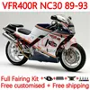 Kit carrosserie pour HONDA RVF400R VFR400 R N30 V4 VFR400R 89-93 133No.35 RVF VFR 400 RVF400 R 400RR 89 90 91 92 93 VFR400RR VFR 400R 1989 1990 1991 1992 1993 Carénage blanc foncé