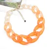 Manufacturer short chunky twist dye orange transparent rin women cuban chain necklace