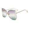 Lunettes de soleil femmes 2022 perle dégradé surdimensionné marque concepteur demi-monture femme lunettes de soleil en métal clair ombre UV400Sunglasses