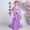 Oude China etnische kleding Imperial Concubine Tailing Dress Empress Princess Fairy Hanfu Zither Performance Costume Jaarlijks vergader outfit