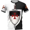 Camisetas Masculinas Moda Retro Cavaleiros Templários Estampa 3D Masculina Verão Casual Streetwear Casal Camisetas Manga Curta Tops Drop 6XLMen's