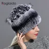 Raglaido Fur Hats for Women Winter Real Rex Rabbit Hat fur kniting female warm snow caps ladies elegant princess beanies cap 220817