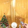 3x1 / 3x2 / 3x3m Fée Rideau Lumineux Avec Crochets Feston LED Guirlandes Décoration De Noël USB Lumières Guirlandes Décor À La Maison 220408