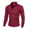 Chemises habillées pour hommes plus tailleur de marque de marque de marque Ciothing Solid Soft Men Shirt Long Slim Slim Fit 2022Men's Vere22