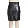 Womens Solid PU Faux Leather Mini Skirt Ladies Spring Summer Black Color Short Streetwear Female Sexy Bodycon Skirts D25 220317