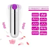 Full Silicone Silver Mini Bullet Massager för Women Toy Rechargeble Battery 10 Mods Vibrator