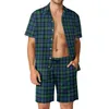 Męskie dresy męskie czarne białe kraciaste zestawy mężczyzn szachownica Hawaiian Casual Shirt Set Shorts Shorts Letnie plaż