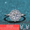 Cluster Rings Silver Original 925 Snowflake Ring Diamond Test Past Brilliant Cut 1 D Color Moissanite Engagement Gemstone JewelryCluster