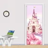 Cartoon Pink Castle 3d Po Papel de Parede para Kids Room Girls Princess Quarto Porta adesivo PVC auto-adesivo à prova d 'água parede mural 220426