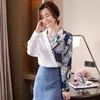 Women's Blouses & Shirts Contrasting Color Stitching V-neck Blouse Spring And Autumn 2022 Temperament Chiffon Long-sleeved Shirt Design Nich