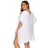 Sukienki plus size białe koronkowe patcwork dla kobiet 4xl krótkie rękawie w szyku V Duża swobodna sukienka na plażę Panie Podróżne wakacje