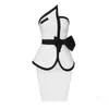 Women's Tracksuits Women Summer Sexy Strapless Backless Patchwork Two Piece Bandage Set 2022 Celebrity Designer Fashion Evening Party Women&