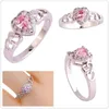 Multi Color Heart Shaped Rings Rhinestone Lady Wedding Ring Love Heart Hollow Out Fashion Jewelry