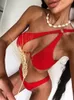 Seksi bikinis mayolar kadın mayo kesip bir omuz biquini yüksek mayo itme plaj bikini set 220408