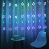 Strängar 2,5 m LED Snowflake Curtain String Lights AC220V EU Plug Christmas Outdoor/Indoor Decoration Garland för Xmas Wedding Hallowenled