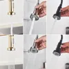 Matte Black Pull Down Kitchen Faucet Golden Mixer 360 Rotation Dual Modes Cold Water Tap Deck Mounted 220401