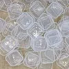 100 PCS Vide En Plastique Clair Mini Vide Carré Petite Boîte Bijoux Bouchons D'oreille Conteneur Nail Art Coloré Décor Diamant Cas De Stockage 210330