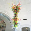 Modern High Ceilings Pendant Lamp Long Staircase Hand Blown Glass Chihuly Chandelier Colorful Indoor Lights and Lighting