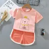 Roupas conjuntos de roupas de verão infantil de manga curta T Toddler Girls T-shirt Shorts de duas peças para crianças fantasia de meninos de roupas de vestuário