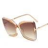 Lunettes de soleil 2022 Vintage Femme Grande Frame T Forme de soleil Vemelles Femmes Cat Eye Fashion Men UV400