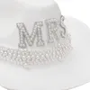 Beretti donne cappello bianco elegante cowgirl sposa festa di matrimonio po -costume oggetti di scena 964abert