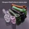 Upgrade Totenkopf-Rauchpfeifen, mehrfarbig, Handlöffelpfeife, dick, Pyrex, tragbare Glasölbrennerpfeifen für Dab Rig Bong, günstigste 10 Stück
