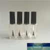 10 unids/lote de botellas de aceite de esmalte de uñas de vidrio rectangular en tapa negra recargable de alta calidad con paquete de vidrio cosmético de cepillo