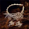 Headpieces Bruids Tiara Hoofd Bloem haarpin oorbel set bruiloft sieraden jurk accessoires hoofdstukken