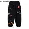 GONTHWID Fire Flame Cactus Print Fleece Sweatpants Streetwear Hip Hop Casual Loose Jogger Sweat Pants Men Harajuku Trousers 201126