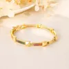 New Hot Fashion Women Bracelets Jewelry Yellow Gold Plated Micro Setting Colorful CZ Bangles Bracelet for Girls Women Nice Gift