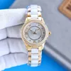 Fashion Womens Watch Moeder de Pearl Dial Volledig automatische mechanische beweging Sapphire krasbestendig glas Keramische stalen band Hoge kwaliteit Iced -out horloges