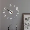 2022 Modern Design Stor väggklocka 3D DIY Quartz Klockor Mode Klockor Akryl Spegel Klistermärken Vardagsrum Heminredning Horloge