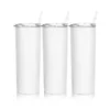UPS Sublimation water bottle Tumblers 20oz blank white tapered straight cup with lid straw 20oz Stainless steel vacuum