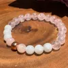 2022 Strand Madagaskar Rose Quartz Moonstone Armband ovillkorlig kärlek Goddess Armband Yoga Meditation handled mala armband mamma fru gåva